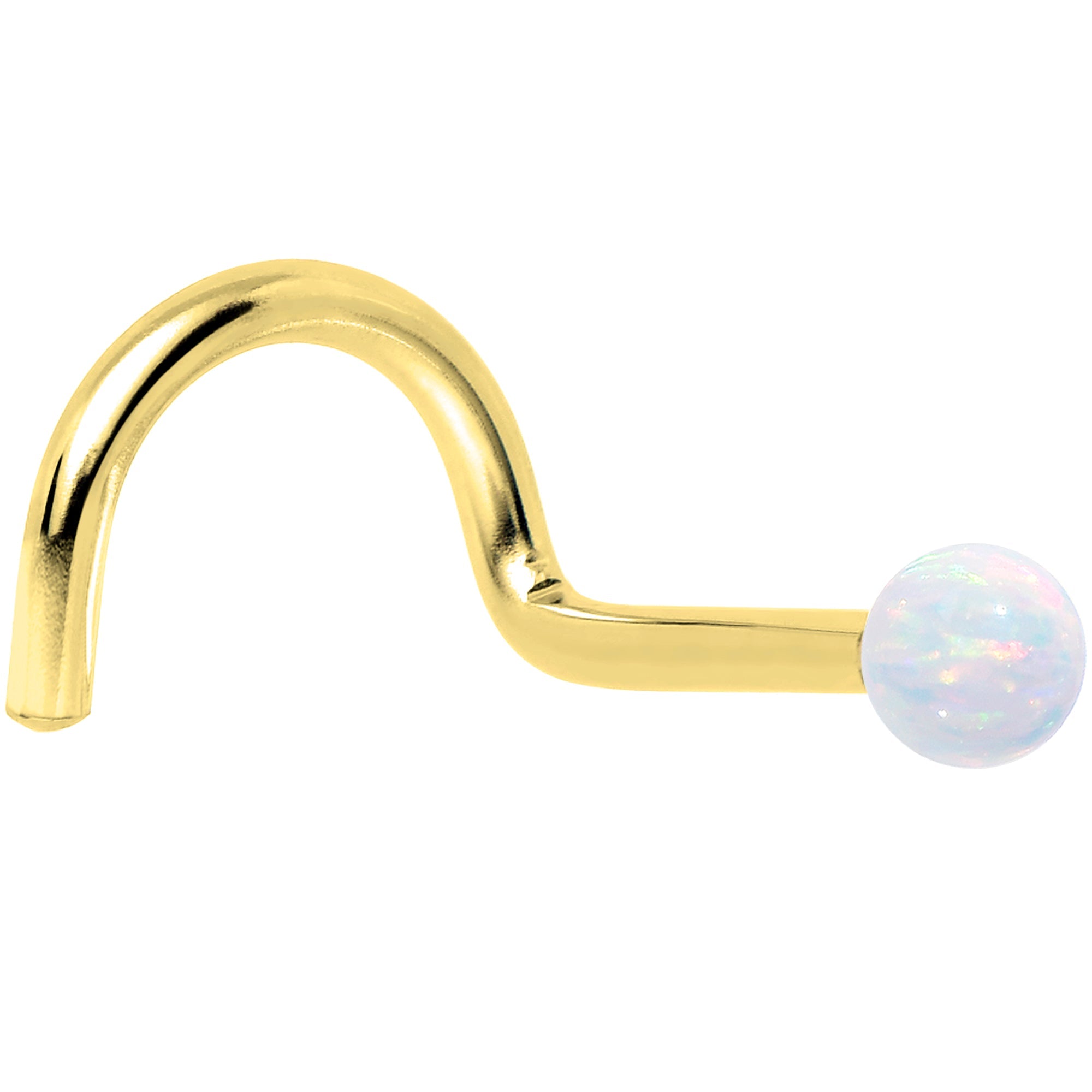 BodyCandy 14k Yellow Gold 2.5mm Synthetic Opal Ball Nose Ring — comparison shot