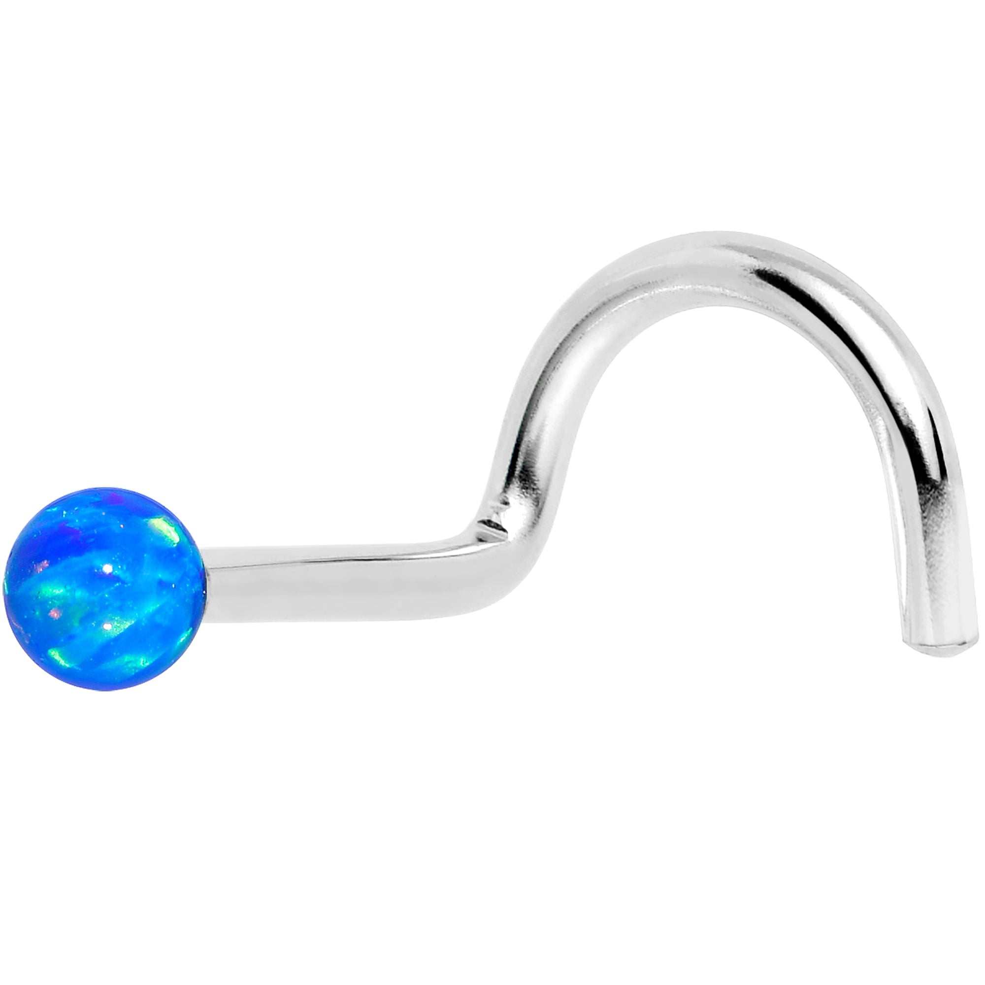 BodyCandy 14k White Gold 2.5mm Blue Synthetic Opal Ball Nose Ring — packaging