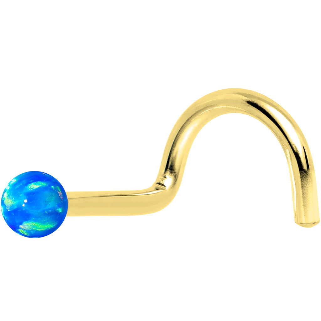 BodyCandy 14k Yellow Gold 2.5mm Blue Synthetic Opal Ball Nose Ring — packaging