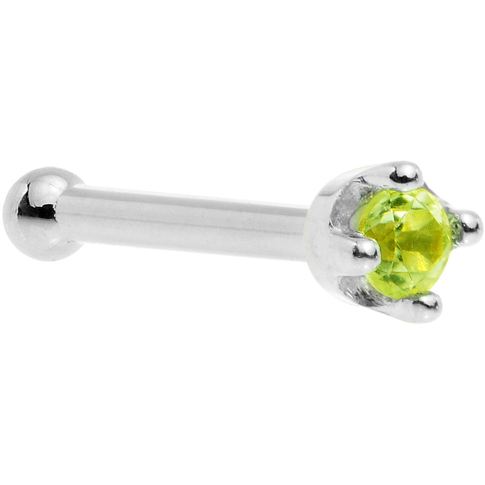 BodyCandy Solid 14K White Gold 1.5mm Genuine Peridot Nose Ring — fabric or material detail