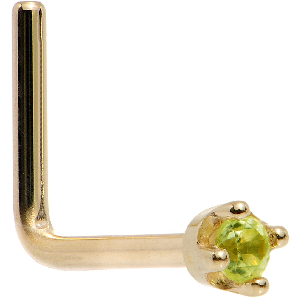 BodyCandy Solid 14K Yellow Gold 1.5mm Genuine Peridot Nose Ring — comparison shot