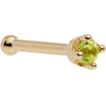 BodyCandy Solid 14K Yellow Gold 1.5mm Genuine Peridot Nose Ring — fabric or material detail