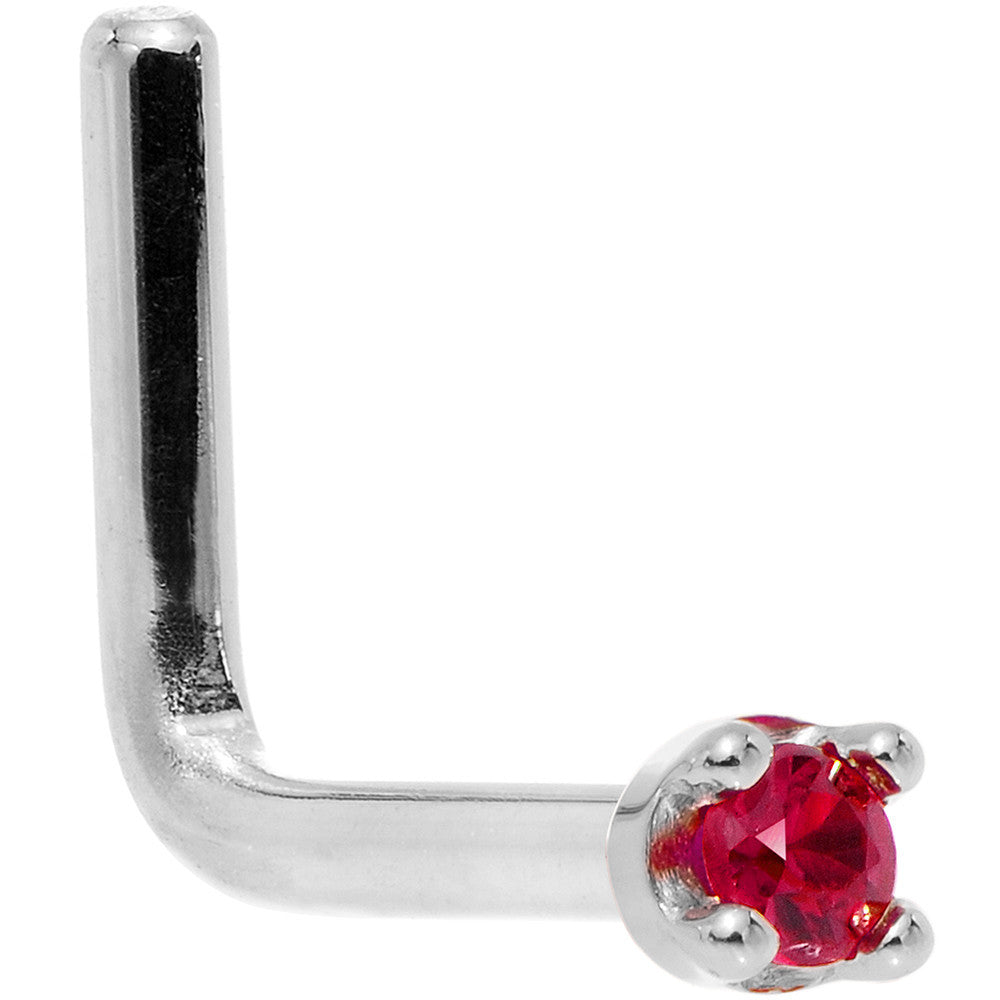 BodyCandy Solid 18K White Gold 1.5mm Diamond Cut Genuine Ruby Nose Ring — lifestyle context