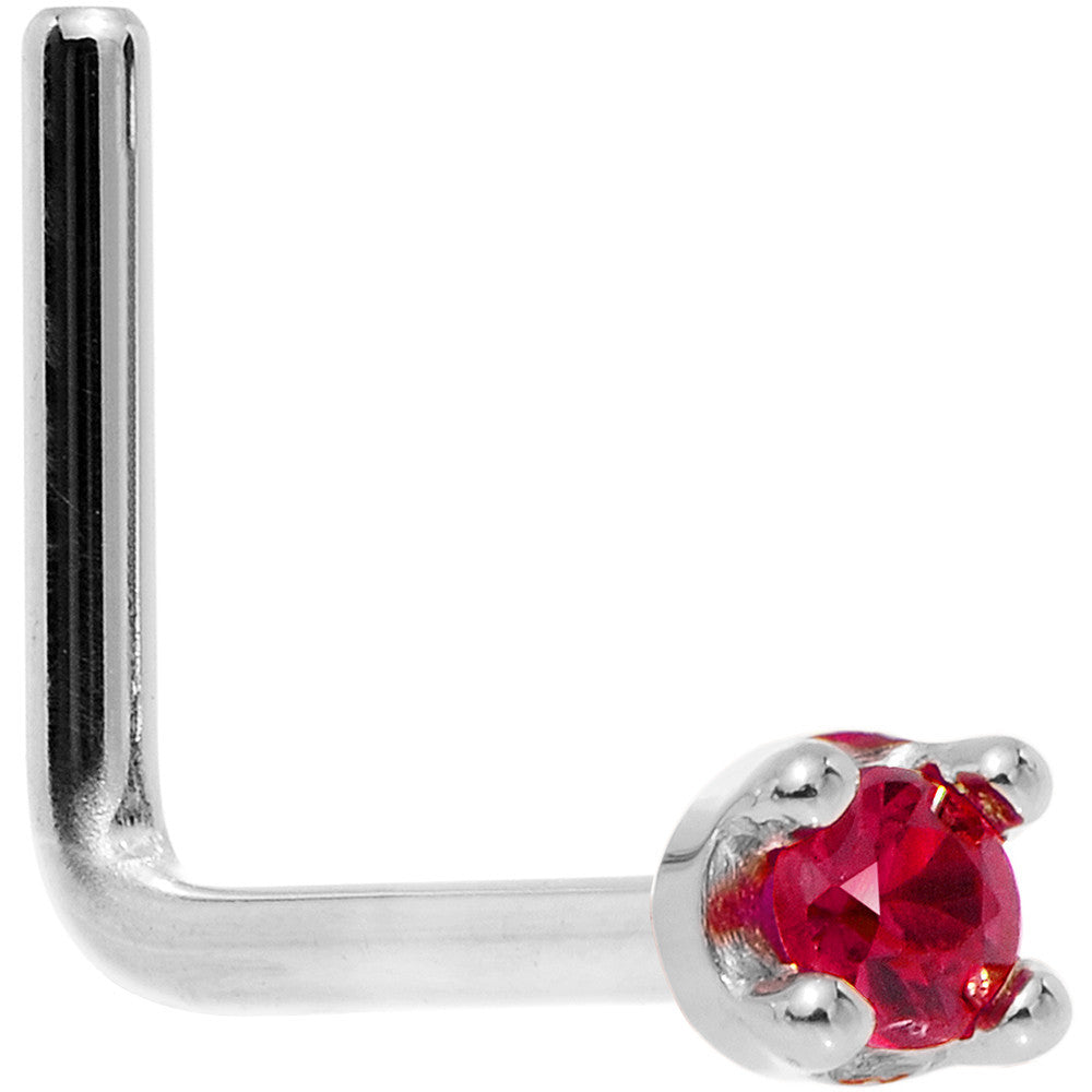 BodyCandy Solid 14K White Gold 1.5mm Diamond Cut Genuine Ruby Nose Ring — size reference
