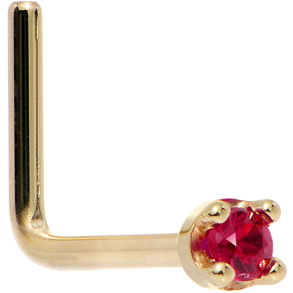 BodyCandy Solid 14K Yellow Gold 1.5mm Diamond Cut Genuine Ruby Nose Ring — comparison shot