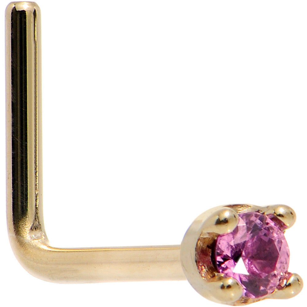BodyCandy Solid 14K Yellow Gold 1.5mm Genuine Pink Sapphire Nose Ring — size reference