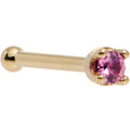 BodyCandy Solid 14K Yellow Gold 1.5mm Genuine Pink Sapphire Nose Ring — color detail