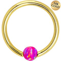 BodyCandy 14G 3/8 Solid 14K Gold Purple Synthetic Opal Captive Ring — main product shot