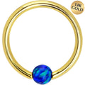 BodyCandy 14G 3/8 Solid 14K Gold Dark Blue Synthetic Opal Captive Ring — main product shot
