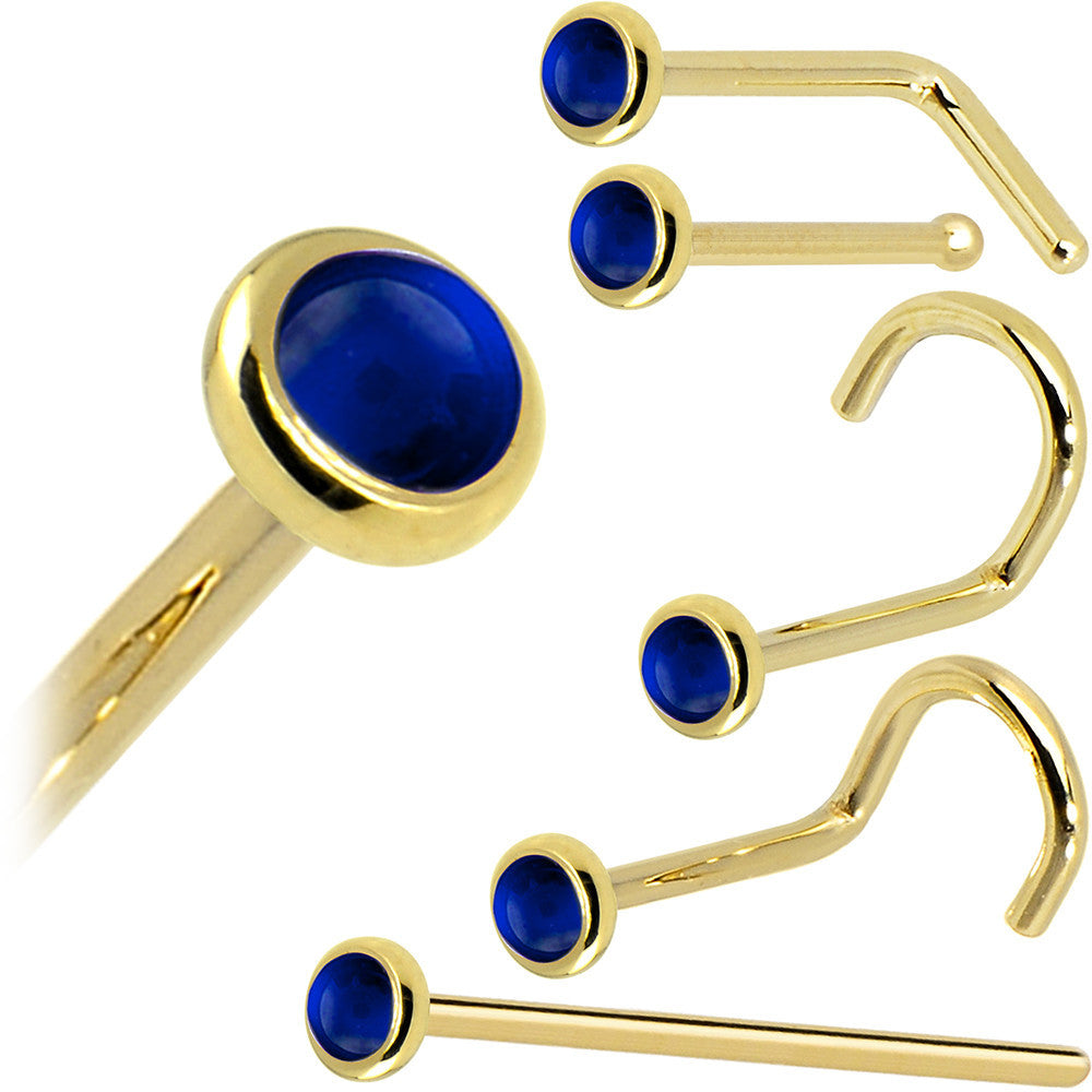 BodyCandy Solid 14K Yellow Gold 2mm Genuine Sapphire Nose Ring — size reference