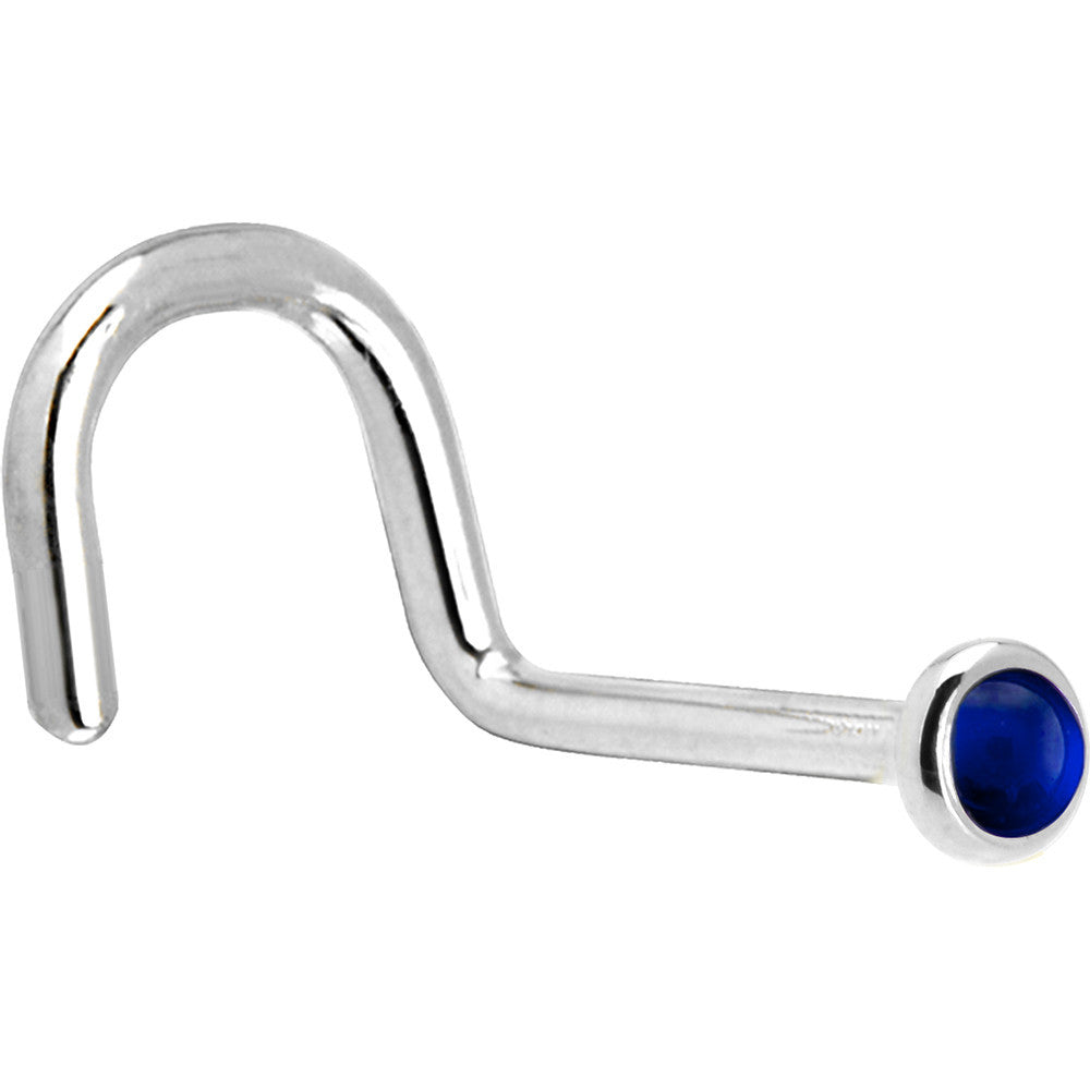 BodyCandy Solid 14K White Gold 2mm Genuine Sapphire Nose Ring — detail close-up