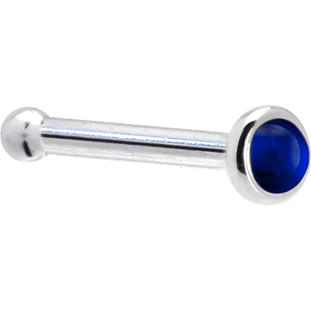 BodyCandy Solid 14K White Gold 2mm Genuine Sapphire Nose Ring — side view
