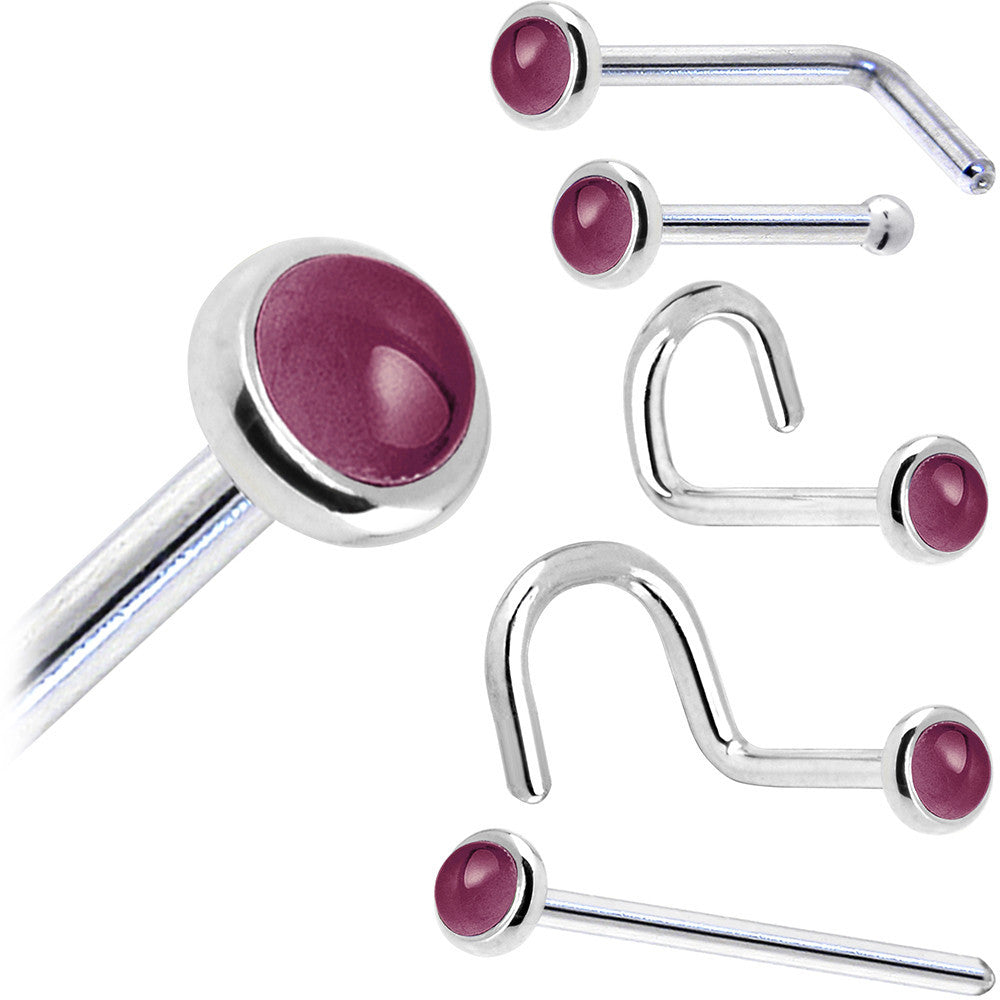 BodyCandy Solid 14K White Gold 2mm Genuine Raspberry Rhodolite Garnet Nose Ring — size reference