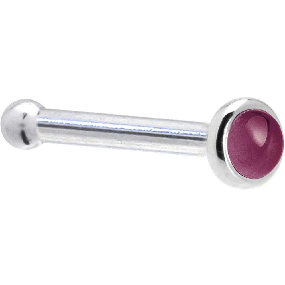BodyCandy Solid 14K White Gold 2mm Genuine Raspberry Rhodolite Garnet Nose Ring — side view
