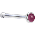 BodyCandy Solid 14K White Gold 2mm Genuine Raspberry Rhodolite Garnet Nose Ring — side view