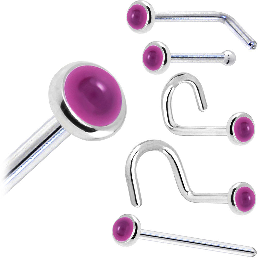 BodyCandy Solid 14K White Gold 2mm Genuine Pink Garnet Nose Ring — size reference