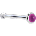 BodyCandy Solid 14K White Gold 2mm Genuine Pink Garnet Nose Ring — side view