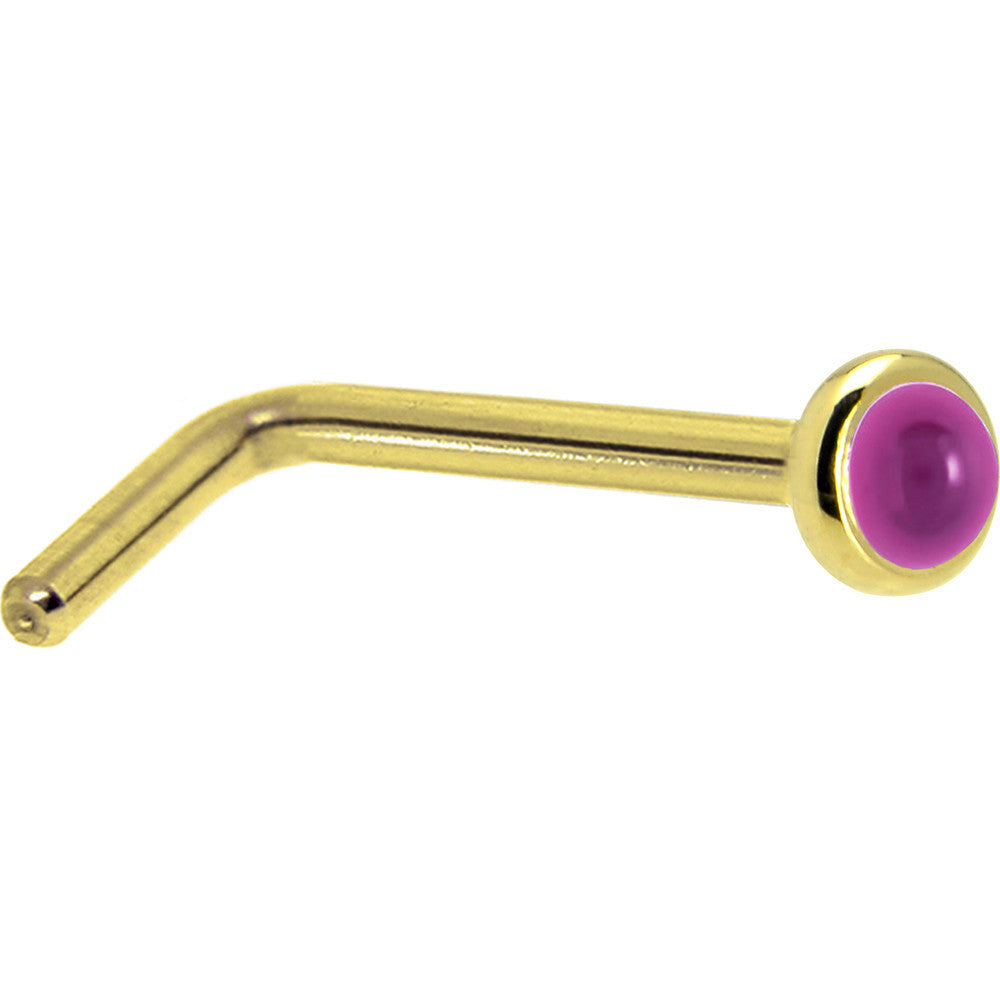 BodyCandy Solid 14K Yellow Gold 2mm Genuine Pink Garnet Nose Ring — lifestyle context
