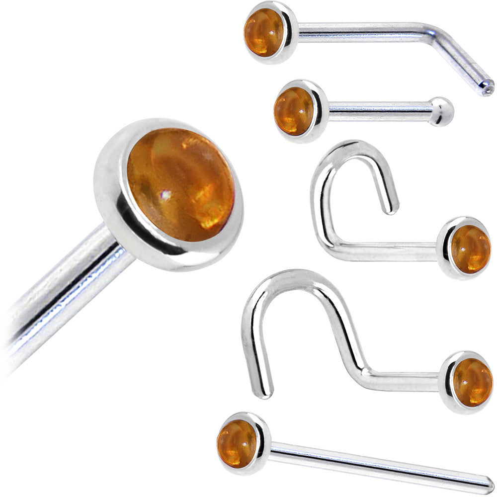 BodyCandy Solid 14K White Gold 2mm Genuine Citrine Saffron Nose Ring — size reference