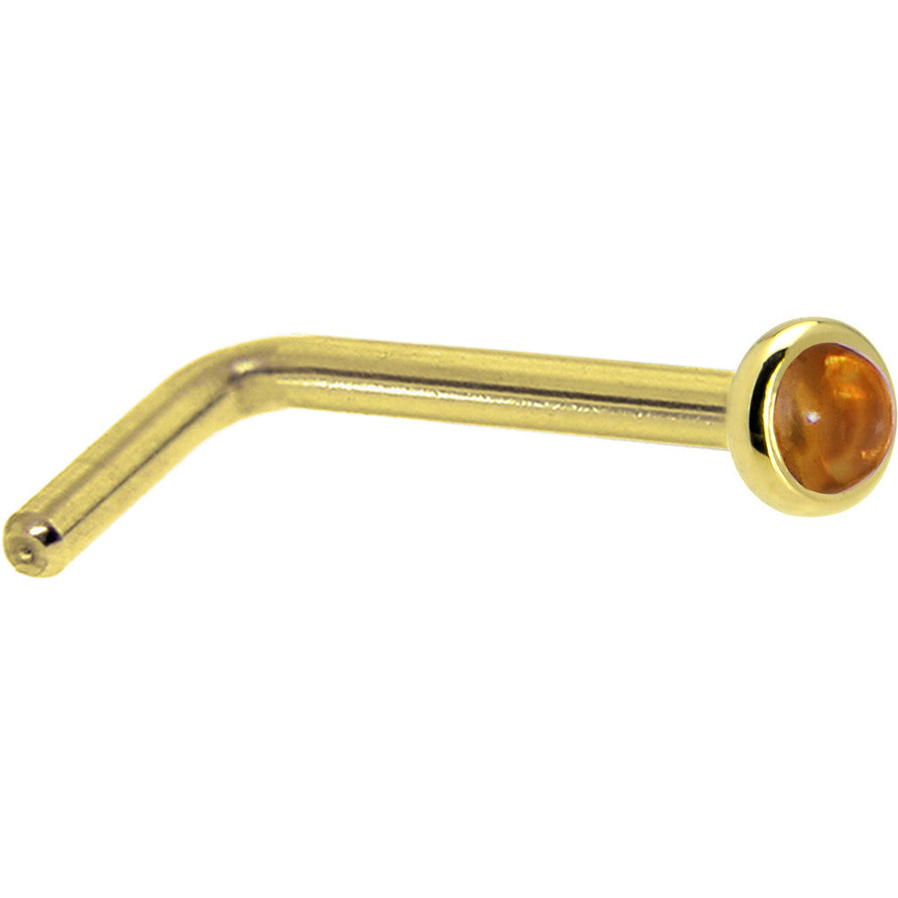 BodyCandy Solid 14K Yellow Gold  2mm Genuine Citrine Saffron Nose Ring — lifestyle context