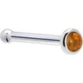 BodyCandy Solid 14K White Gold 2mm Genuine Citrine Saffron Nose Ring — side view