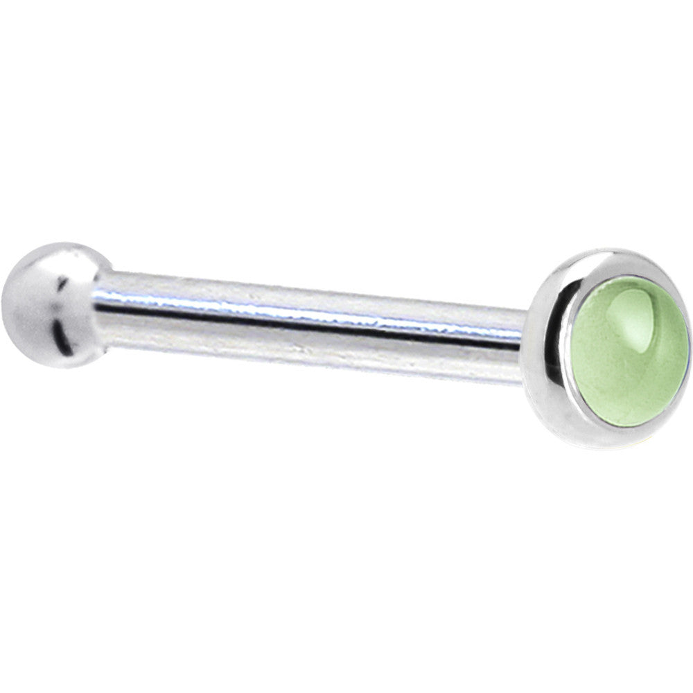 BodyCandy Solid 14K White Gold 2mm Genuine Peridot Nose Ring — side view