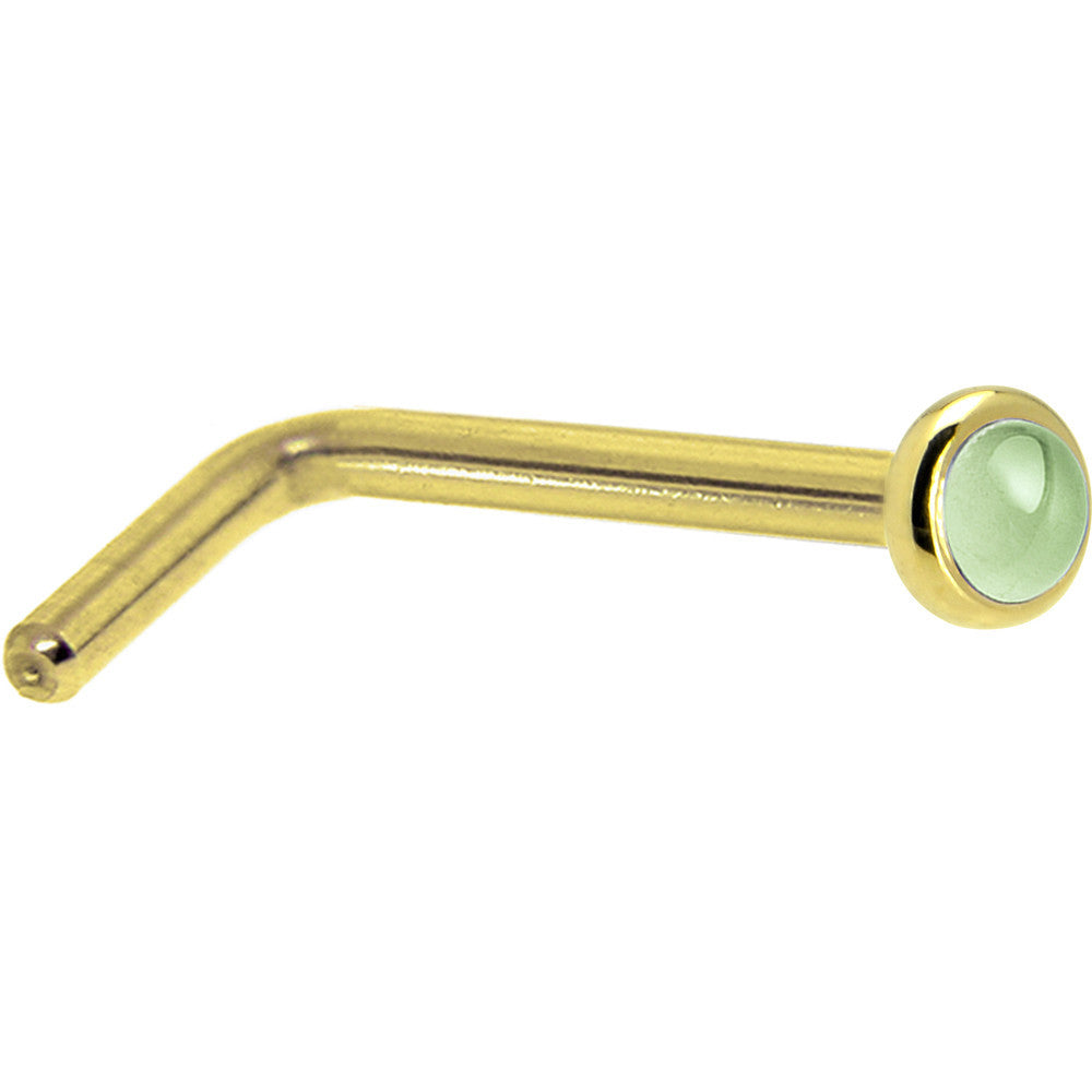 BodyCandy Solid 14K Yellow Gold 2mm Genuine Peridot Nose Ring — lifestyle context