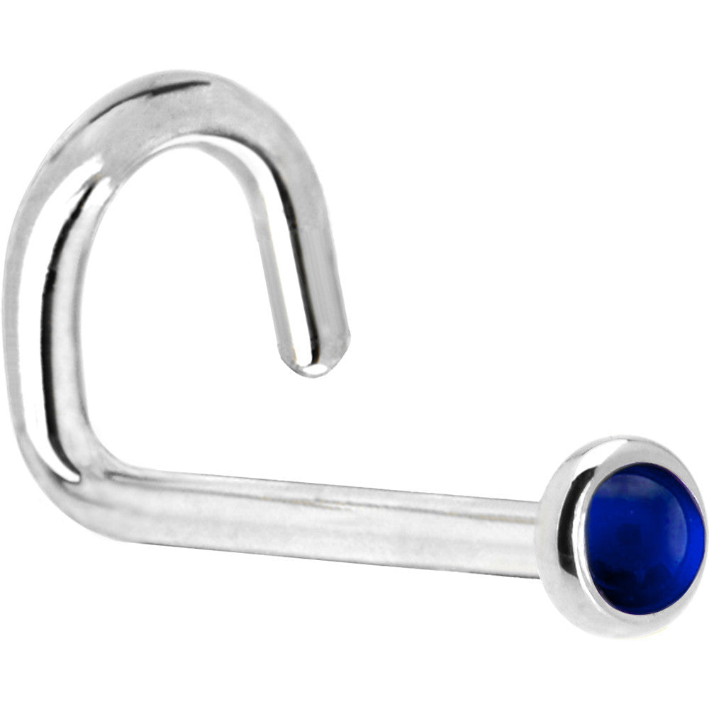 BodyCandy Solid 14K White Gold 2mm Genuine Sapphire Nose Ring — back view