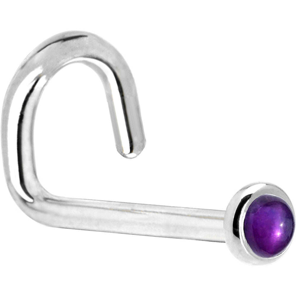 BodyCandy Solid 14K White Gold 2mm Genuine Amethyst Nose Ring — back view