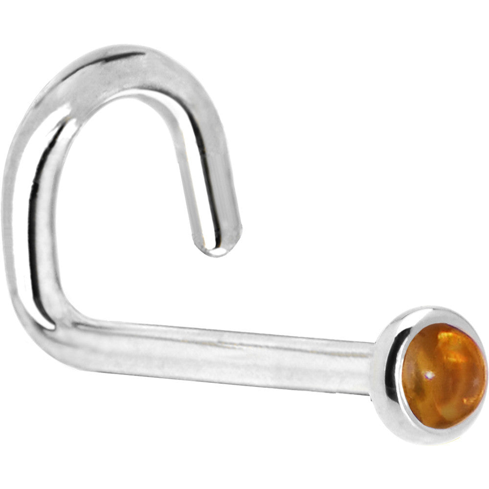 BodyCandy Solid 14K White Gold 2mm Genuine Citrine Saffron Nose Ring — back view