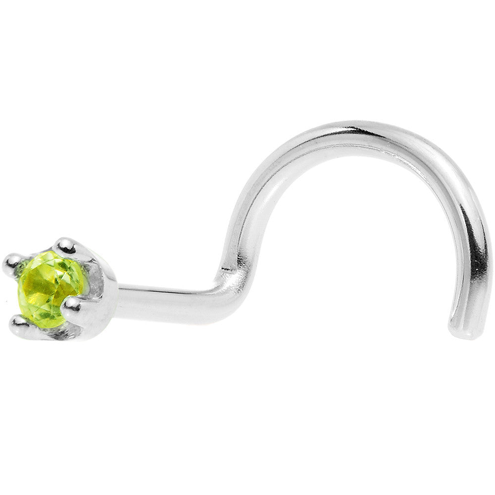 BodyCandy Solid 14K White Gold 1.5mm Genuine Peridot Nose Ring — feature highlight