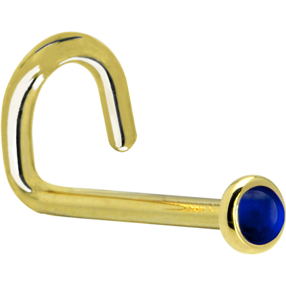 BodyCandy Solid 14K Yellow Gold 2mm Genuine Sapphire Nose Ring — back view