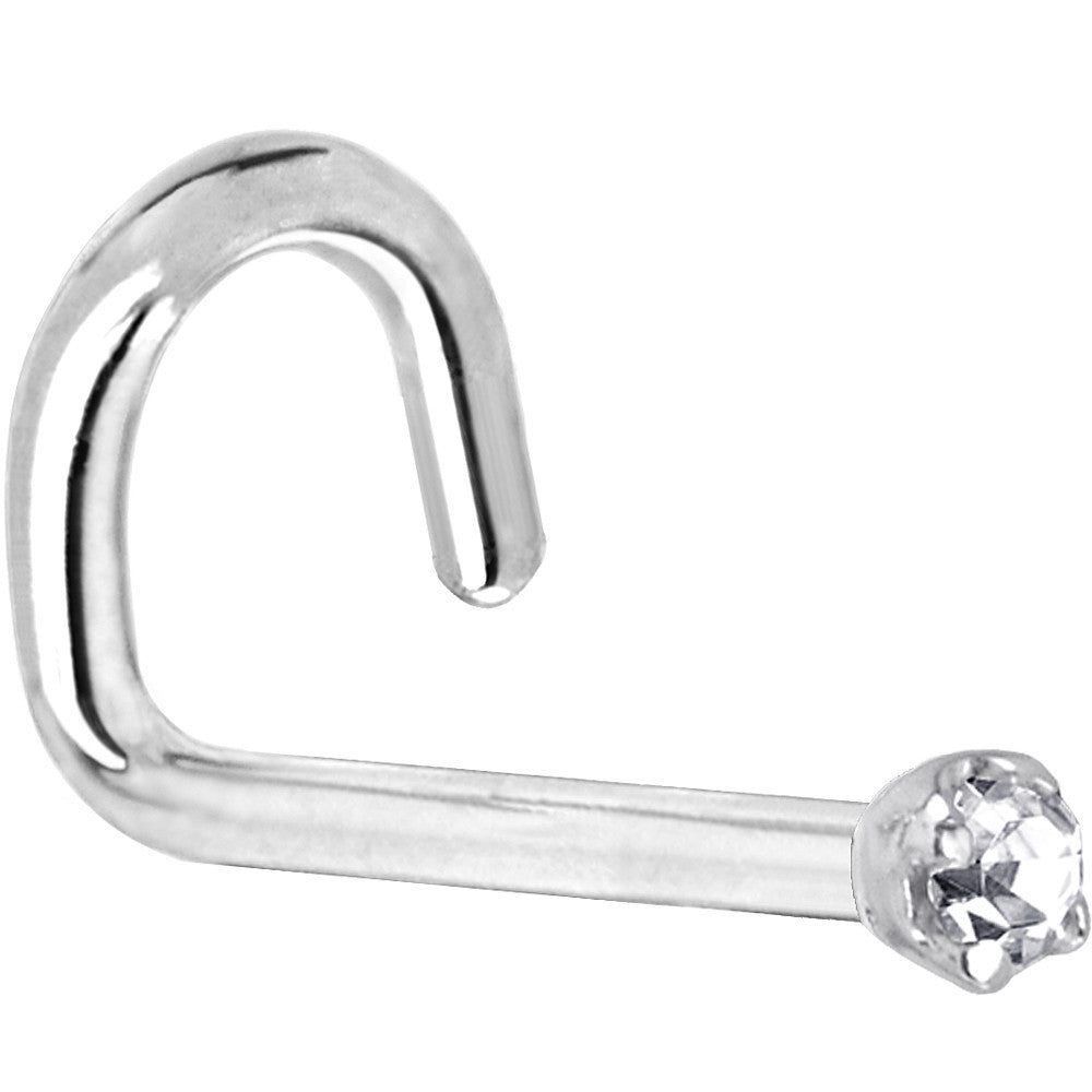 BodyCandy Solid 14K White Gold 1.5mm Genuine Diamond Nose Ring — back view