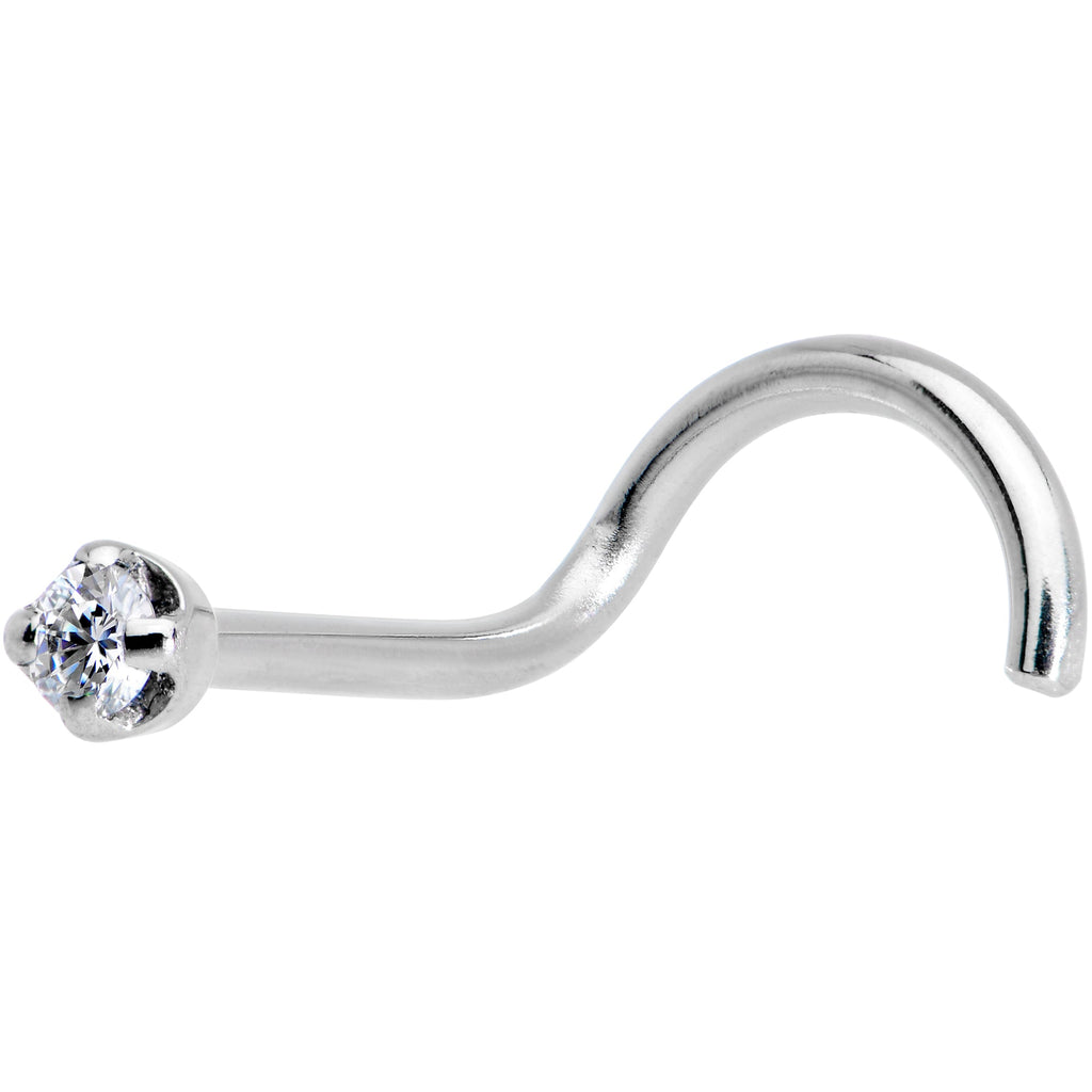 BodyCandy Solid 14K White Gold 1.5mm Genuine Diamond Nose Ring — color detail