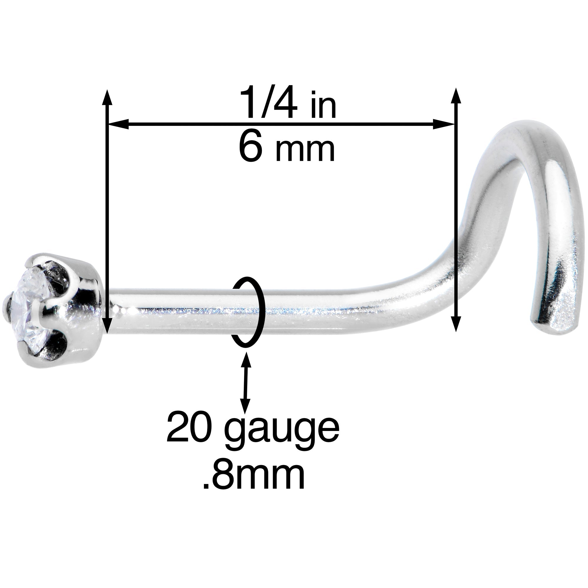 BodyCandy Solid 14K White Gold 1.5mm Genuine Diamond Nose Ring — feature highlight