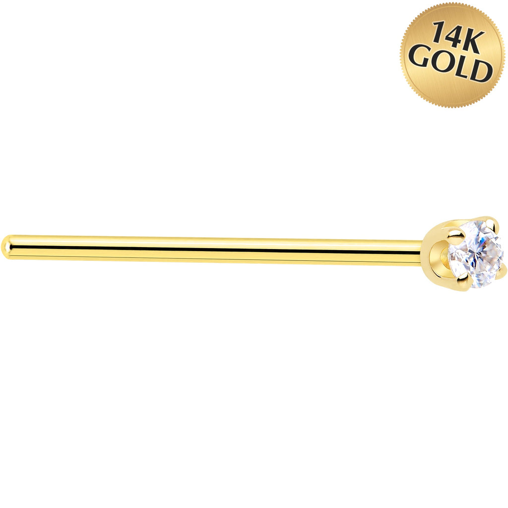 BodyCandy Solid 14K Yellow Gold 2mm Genuine Diamond Nose Ring — alternative angle