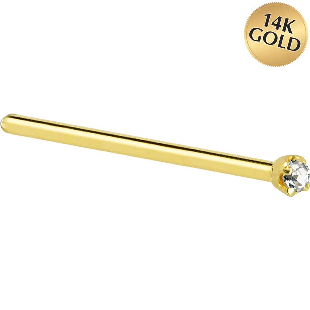 BodyCandy Solid 14K Yellow Gold 1.5mm Genuine Diamond Nose Ring — alternative angle