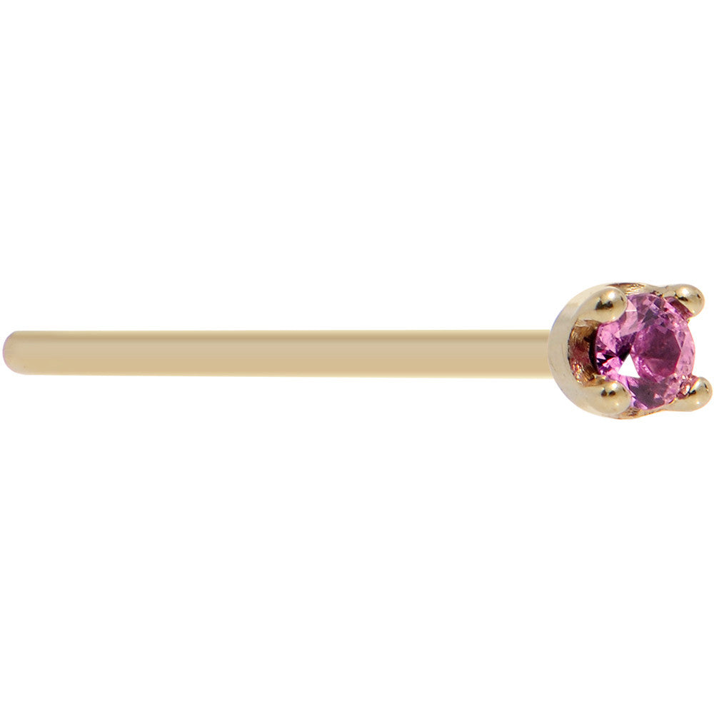 BodyCandy Solid 14K Yellow Gold 1.5mm Genuine Pink Sapphire Nose Ring — comparison shot