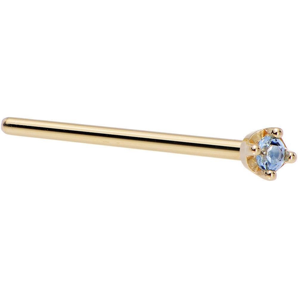 BodyCandy Solid 14K Yellow Gold 1.5mm Genuine Topaz Nose Ring — alternative angle