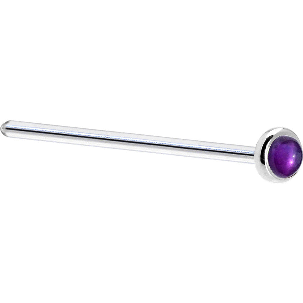 BodyCandy Solid 14K White Gold 2mm Genuine Amethyst Nose Ring — alternative angle