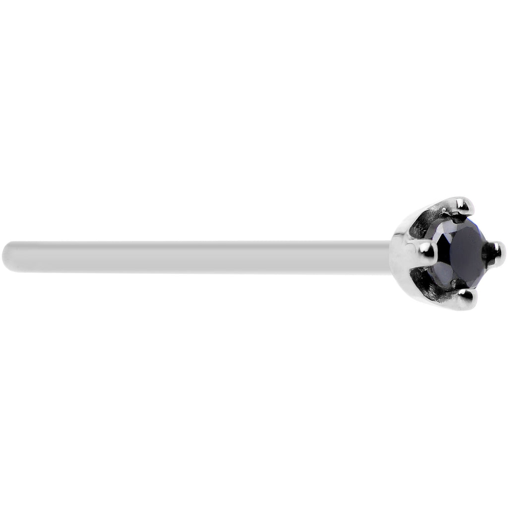 BodyCandy Solid 14K White Gold 1.5mm Genuine Black Diamond Nose Ring — in-use photo
