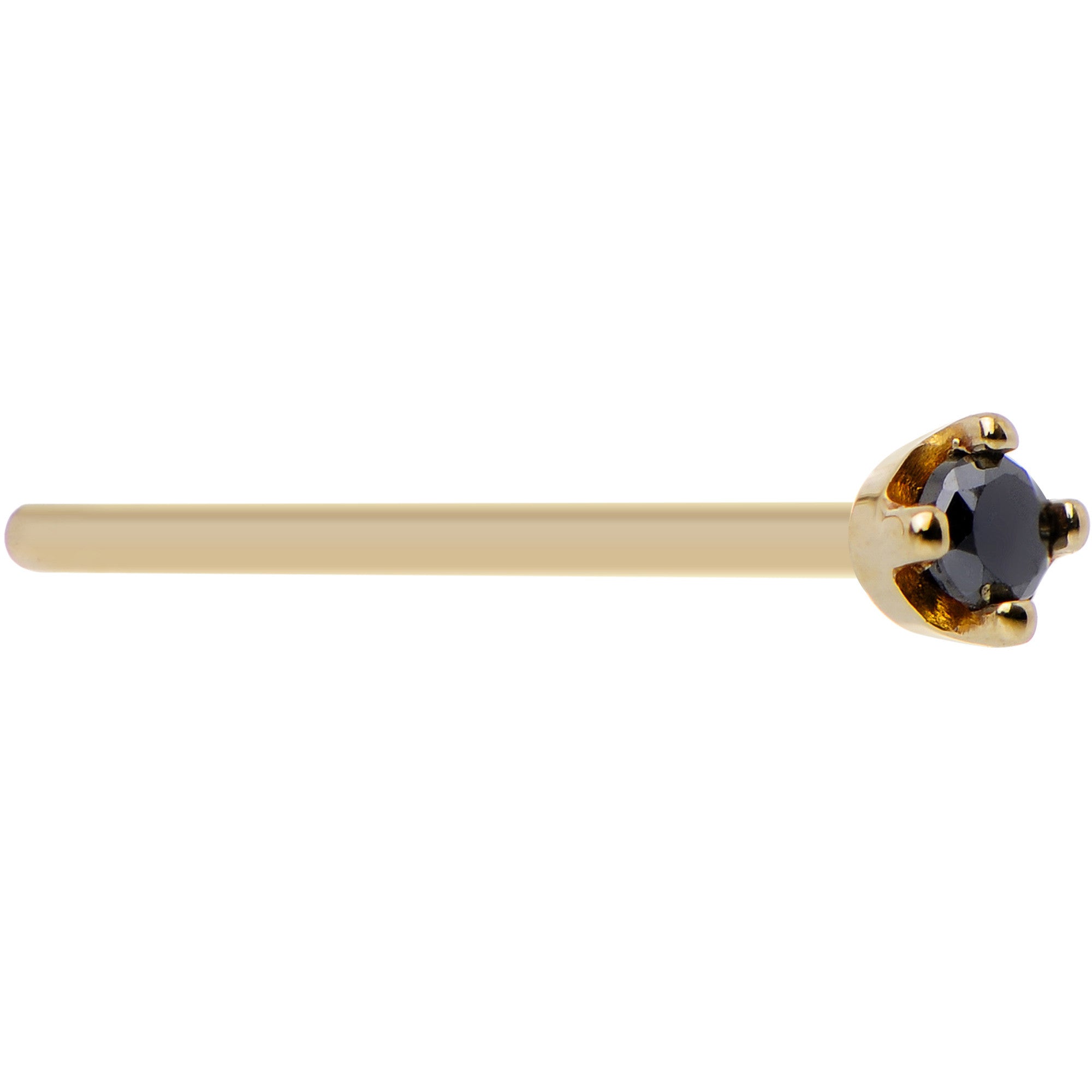 BodyCandy Solid 14K Yellow Gold 1.5mm Genuine Black Diamond Nose Ring — alternative angle