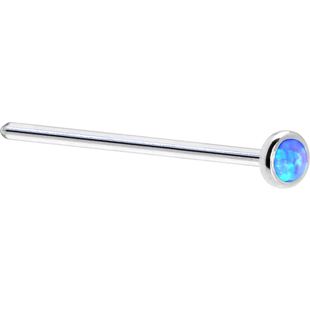 BodyCandy Solid 14K White Gold 2mm Blue Synthetic Opal Nose Ring — alternative angle