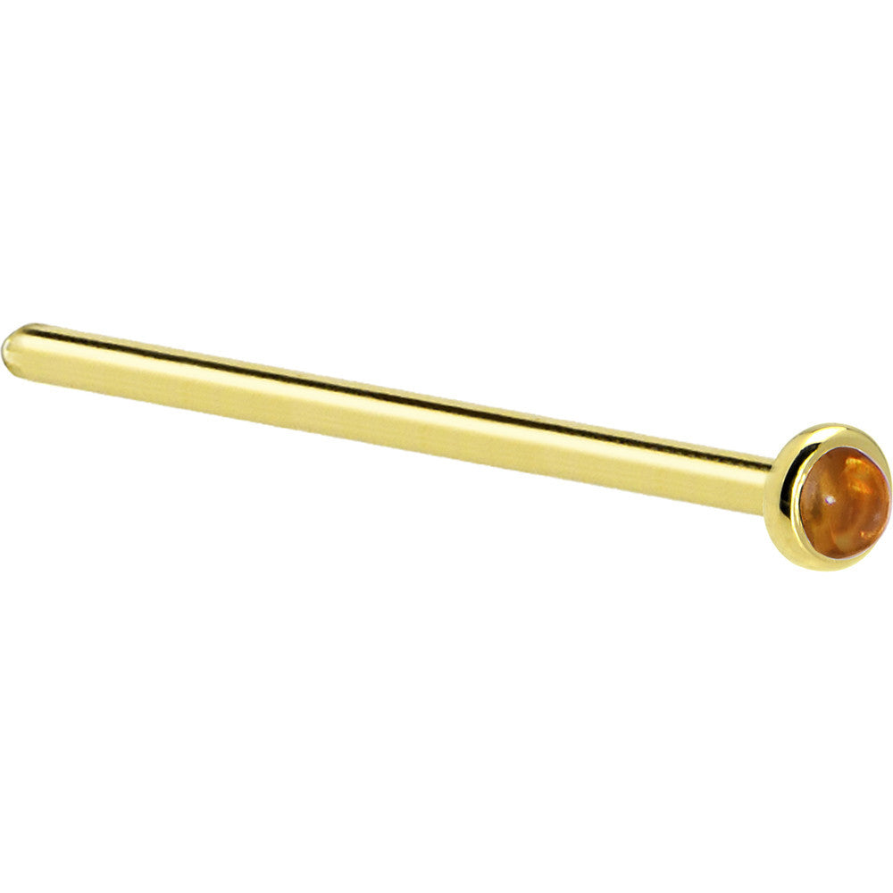BodyCandy Solid 14K Yellow Gold  2mm Genuine Citrine Saffron Nose Ring — back view