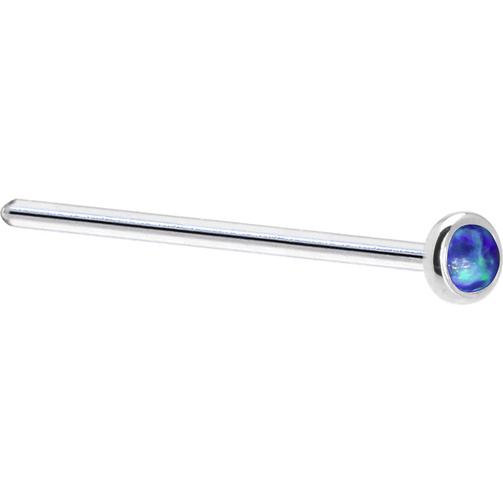BodyCandy Solid 14K White Gold 2mm Dark Blue Synthetic Opal Nose Ring — alternative angle