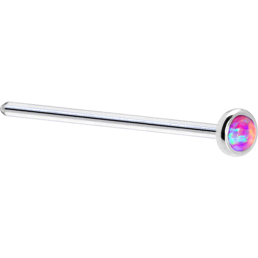 BodyCandy Solid 14K White Gold 2mm Fuchsia Synthetic Opal Nose Ring — alternative angle
