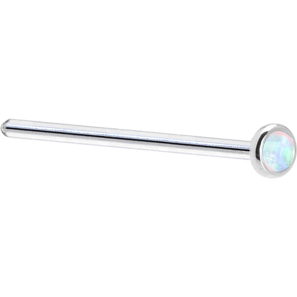 BodyCandy Solid 14K White Gold 2mm Synthetic Opal Nose Ring — alternative angle