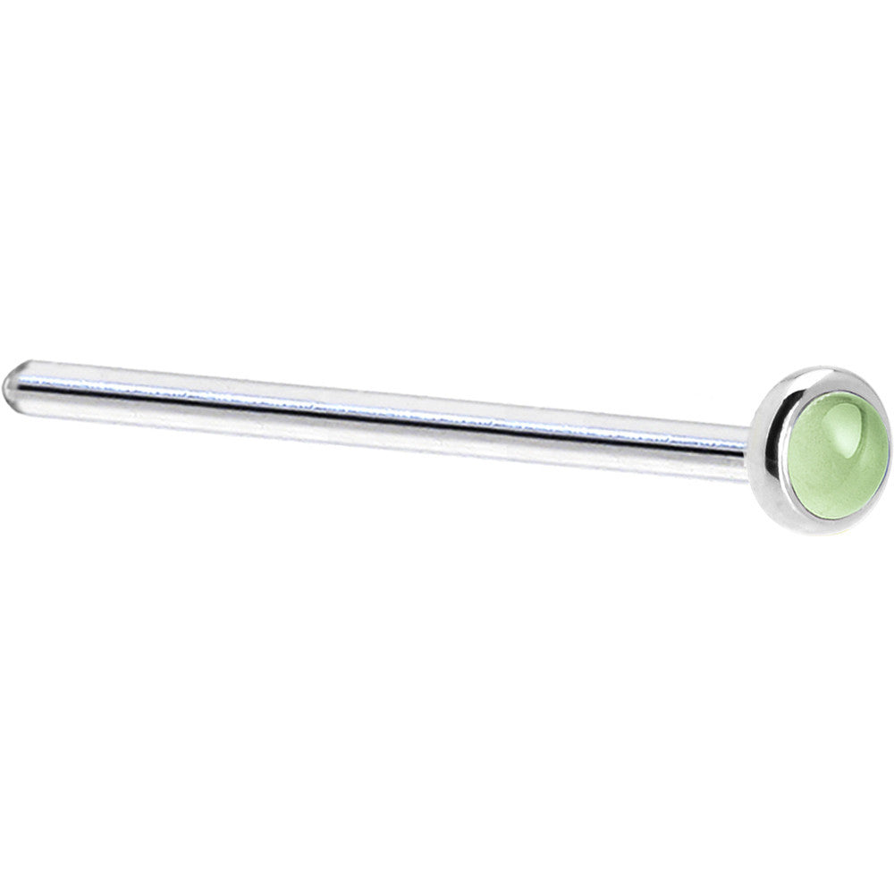 BodyCandy Solid 14K White Gold 2mm Genuine Peridot Nose Ring — back view
