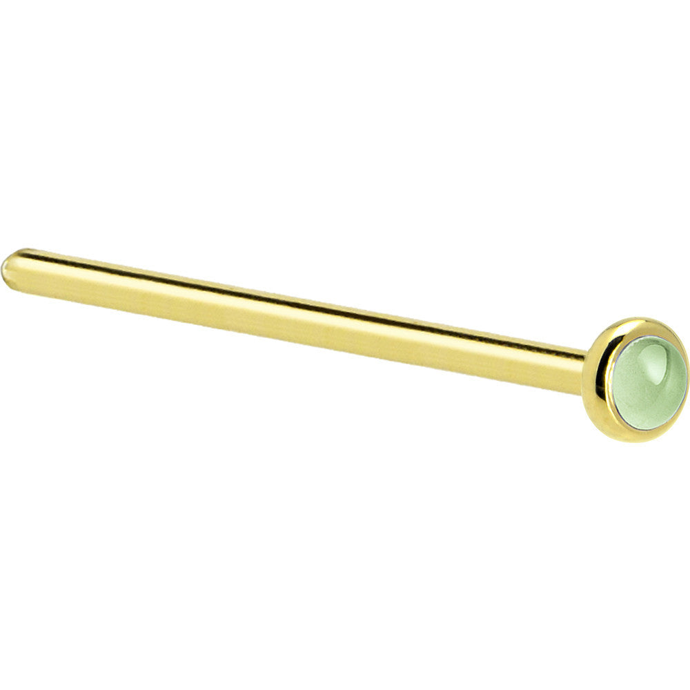 BodyCandy Solid 14K Yellow Gold 2mm Genuine Peridot Nose Ring — back view
