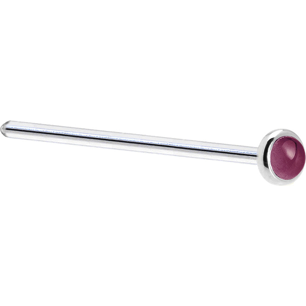 BodyCandy Solid 14K White Gold 2mm Genuine Raspberry Rhodolite Garnet Nose Ring — alternative angle